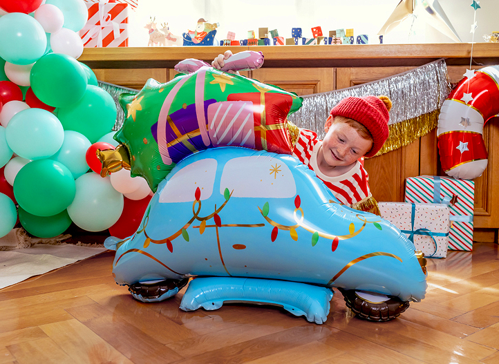 Balon foliowy z powietrzem stojące Auto Świąteczne 90x72 cm - Image 2